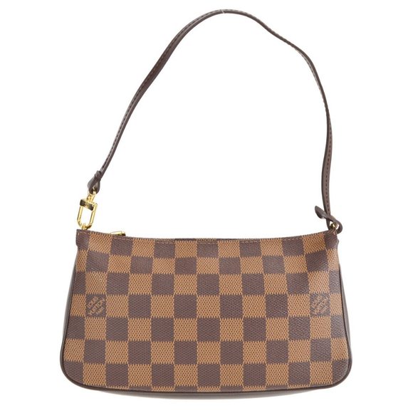 Louis Vuitton Handbags - Authenticity Guarantee LOUIS VUITTON NAVONA HAND BAG POUCH PURSE DAMIER EBENE N5